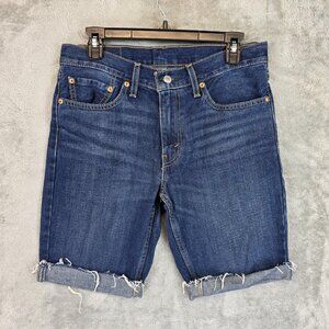 Levi's Shorts Mens 31 Blue 511 Slim Jean Denim Cutoff Frayed Hem Rolled Cuff